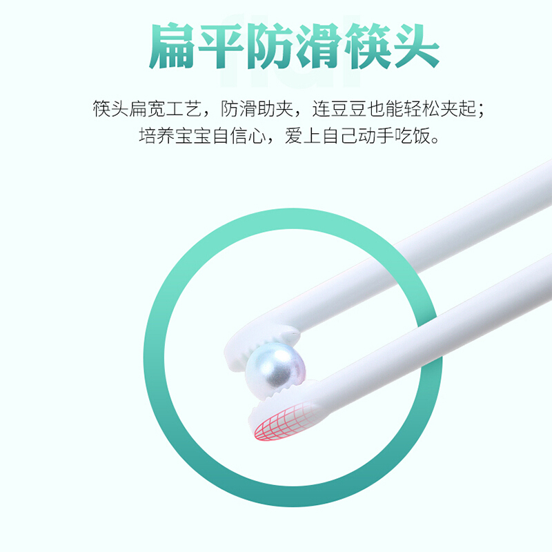 拾画 儿童训练筷小孩卡通餐具套装 宝宝吃饭学习练习筷四件套(筷子+勺子+叉子+盒子)兔宝宝蓝色款SH-6338