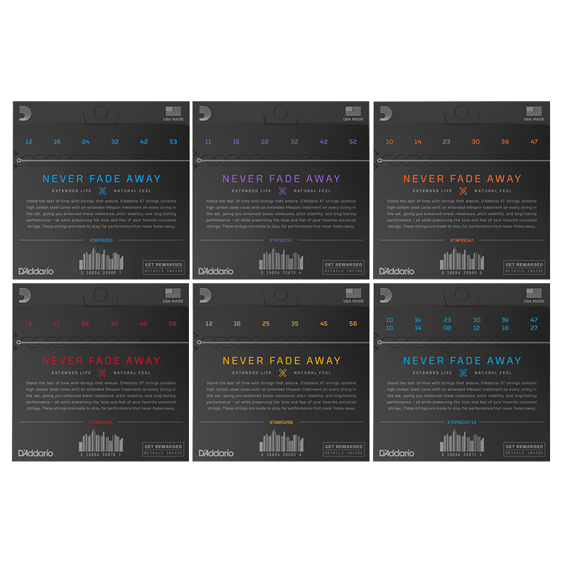 达达里奥(D’Addario)XTABR1256 青铜民谣吉他琴弦防锈镀膜 手感粗款012-056美产原装进口