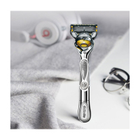 吉列(GILLETTE) FUSION5手动剃须刀 动力剃须刀黄色套装 1个刀架+6个刀头/套