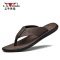 公牛世家人字拖男外穿2022新款夏季真皮拖鞋防滑凉拖男士沙滩凉鞋