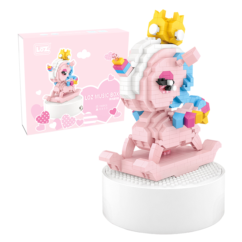 俐智积木 音乐盒 微颗粒钻石儿童积木 9853/独角兽木马720pcs