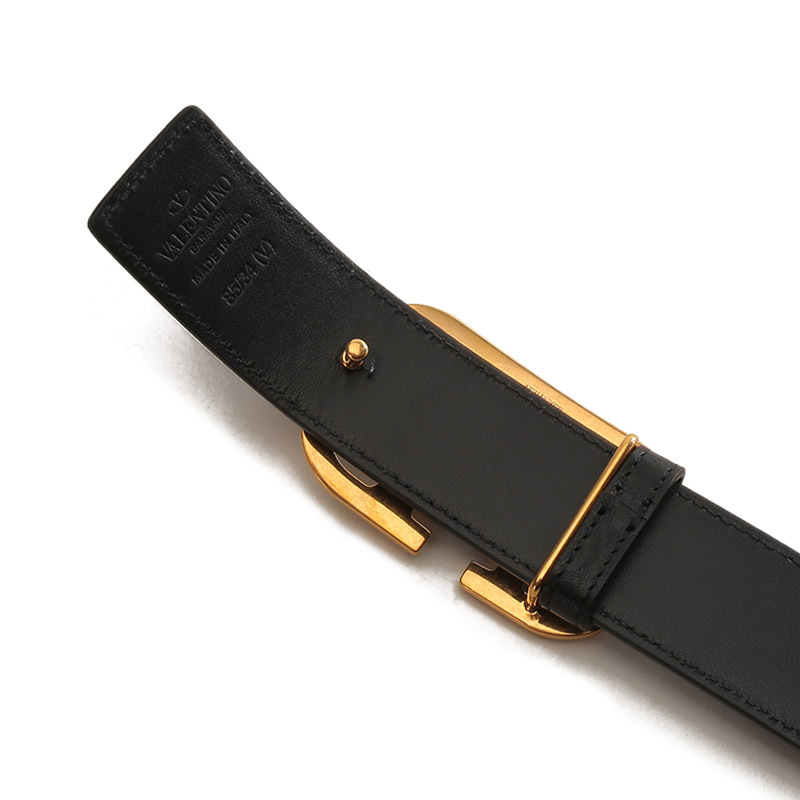 华伦天奴valentino男士皮革复古vlogo板扣式不可裁剪双面皮带腰带1y2