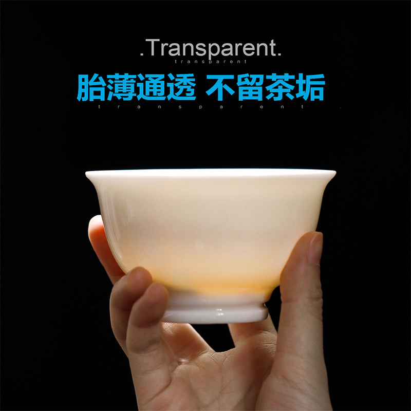 博为盖碗茶杯大号德化白瓷羊脂玉瓷陶瓷功夫茶具 云上雪(赠2个茶杯)