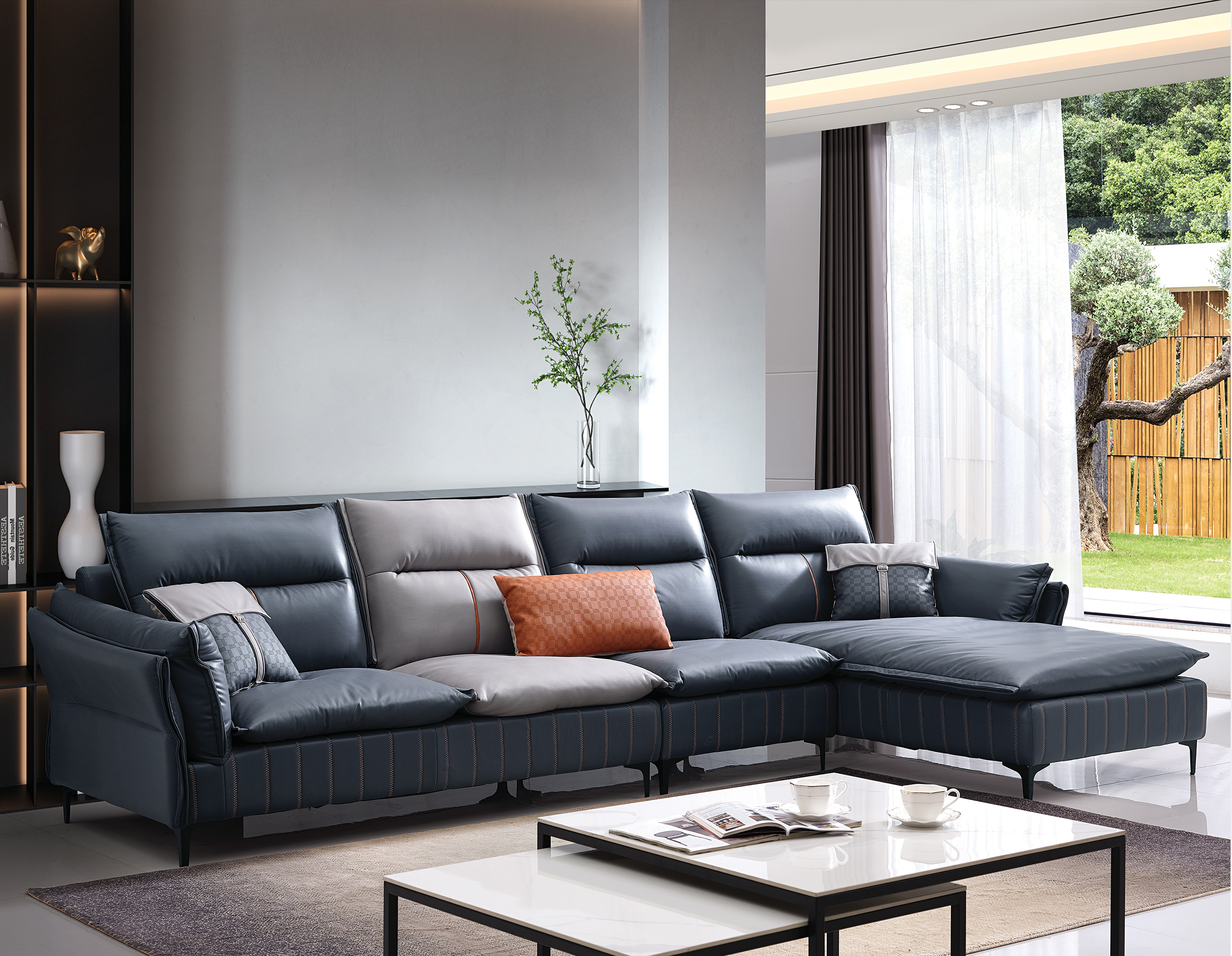 珀尚家具简约科技布沙发 不规则乳胶颗粒 公仔棉填充 云端坐感舒适