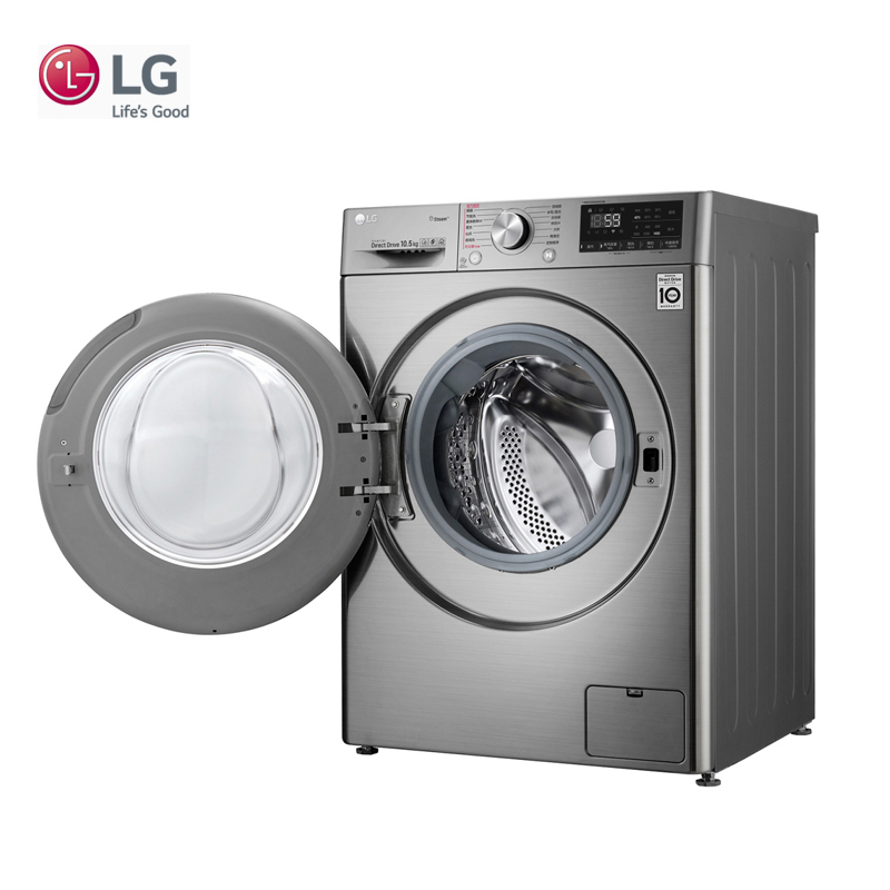 LG FG10TW4 10.5公斤家用大容量纤薄机身高温蒸汽除菌变频直驱人工智能电机速净喷淋全自动滚筒洗衣机 羽绒服洗