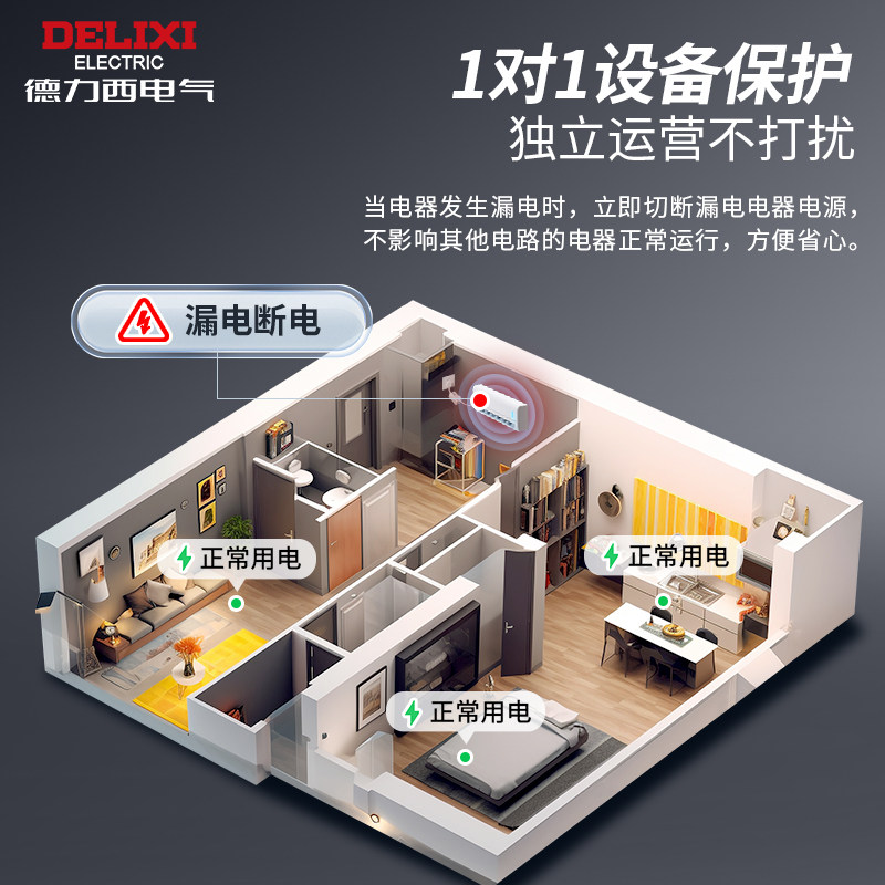 德力西电气柔性漏电保护插座 一位三孔 16A DE-LBS16高清大图