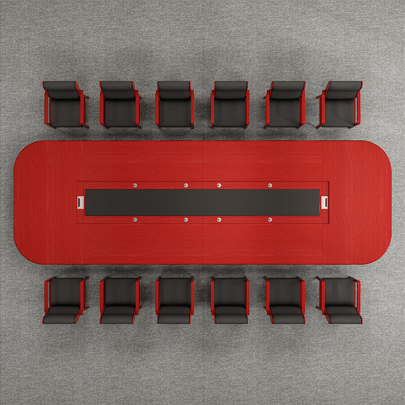 域赢油漆会议桌长桌贴实木木皮会议接待台大型会议桌9000*2000*750高清大图