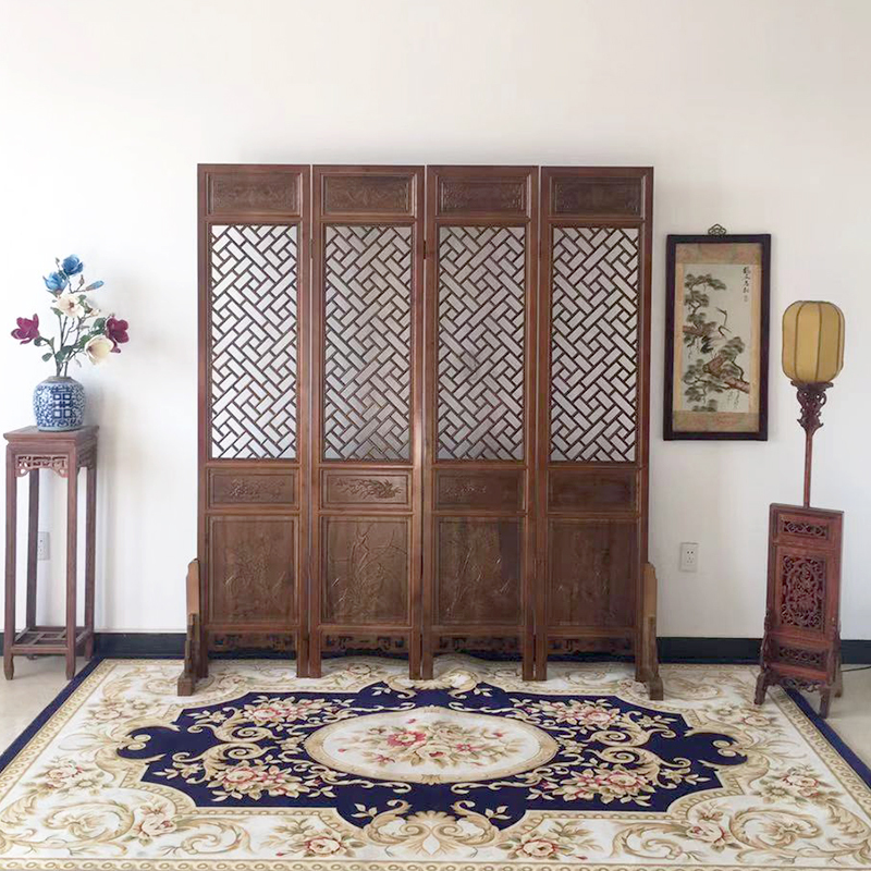 屏风实木 仿古格子中式隔断花 折屏简约客厅香樟木镂空玄关移动定制 4