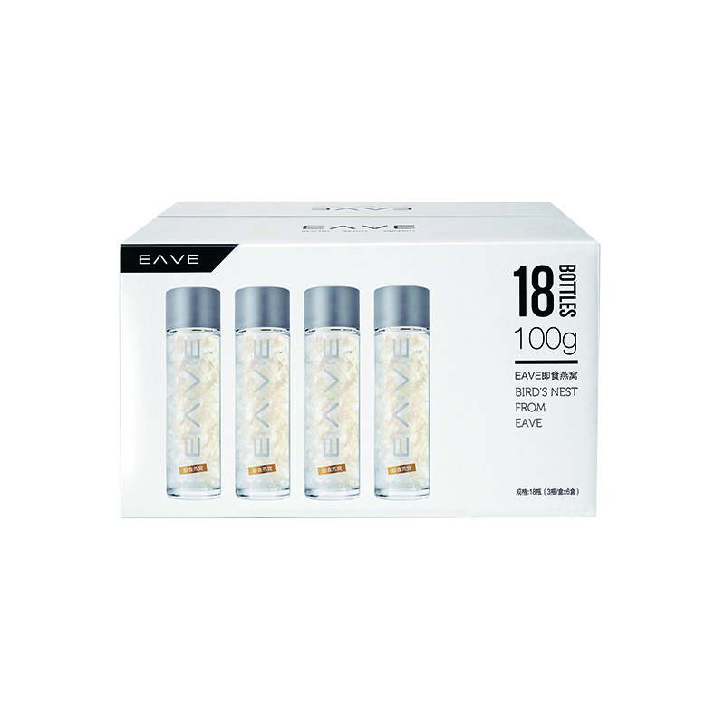 屋檐 即食燕窝饮品100g*18瓶装小圆瓶 白燕金丝燕正规印度尼西亚进口燕窝原料300 女人孕妇滋补品营养品