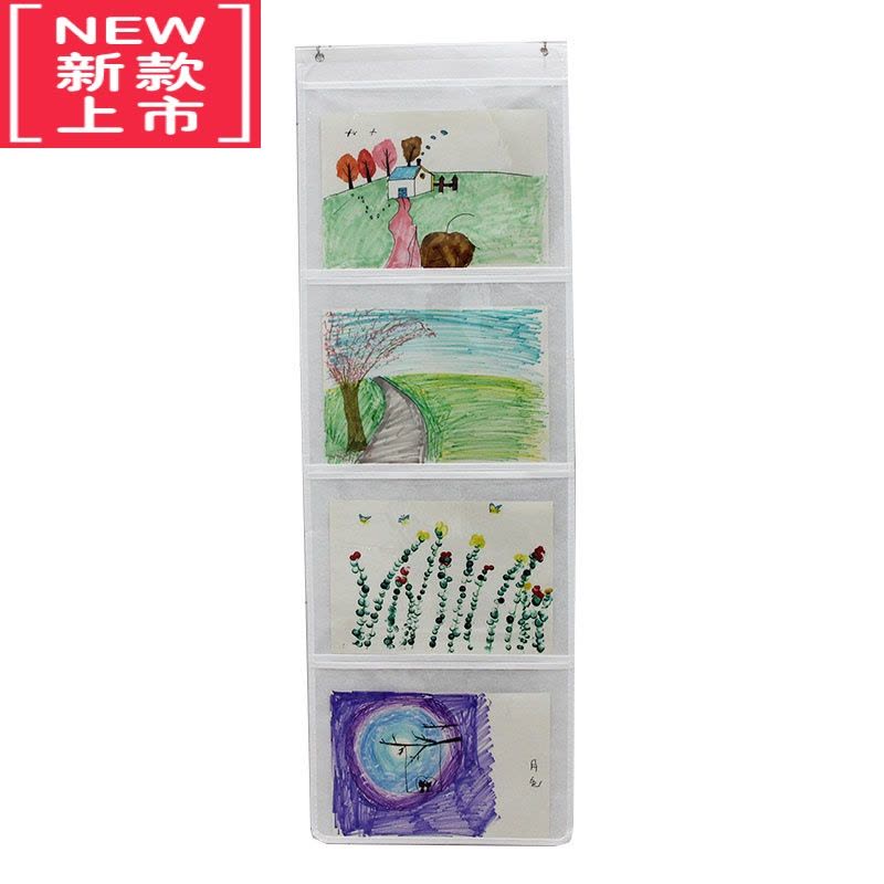 可莉允A3美术作品展示袋幼儿园8k透明袋画画图书收纳袋教室挂墙书袋挂袋图片