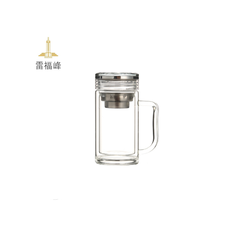 雷福峰双层带把手茶水分离玻璃杯350ml/个高清大图