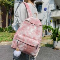 领头鸟书包女韩版新款帆布渐变色双肩包ins风高中大学生时尚渐变色背包