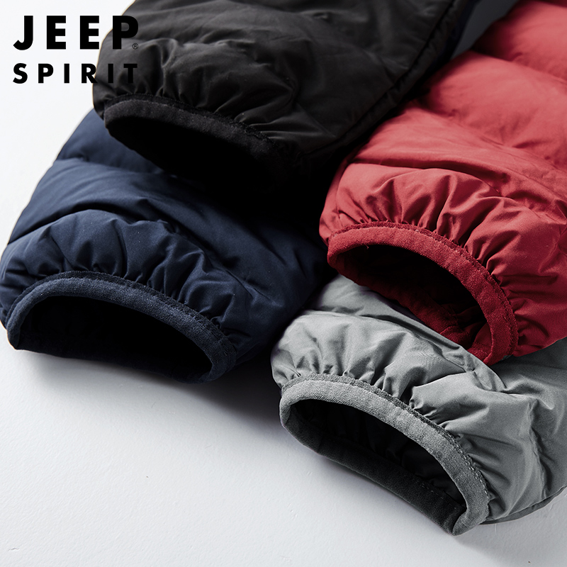 JEEP吉普男士羽绒服秋冬轻便连帽防风羽绒棉服修身休闲棉袄中青年户外保暖上衣高清大图