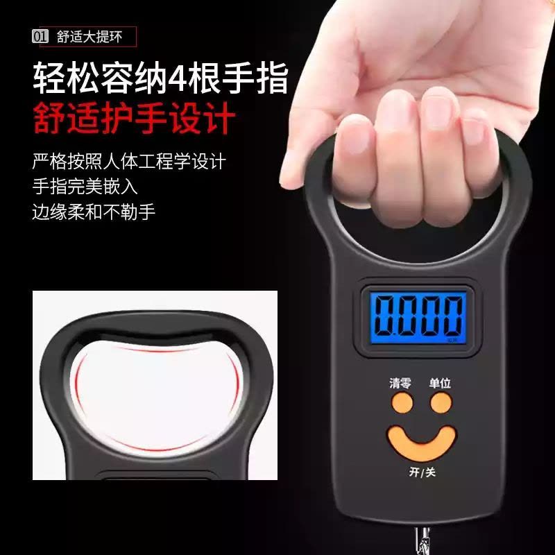 迷你称重器电子称手提电子秤充电便携式弹簧秤高精快递称小秤厨房|电池款黑+尼龙绳收藏送电池图片