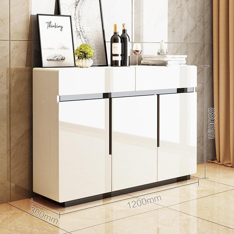 森美人现代简约餐边柜钢琴烤漆厨房多功能餐厅碗柜茶水酒柜储物柜子 烤漆白【1.2米】双门