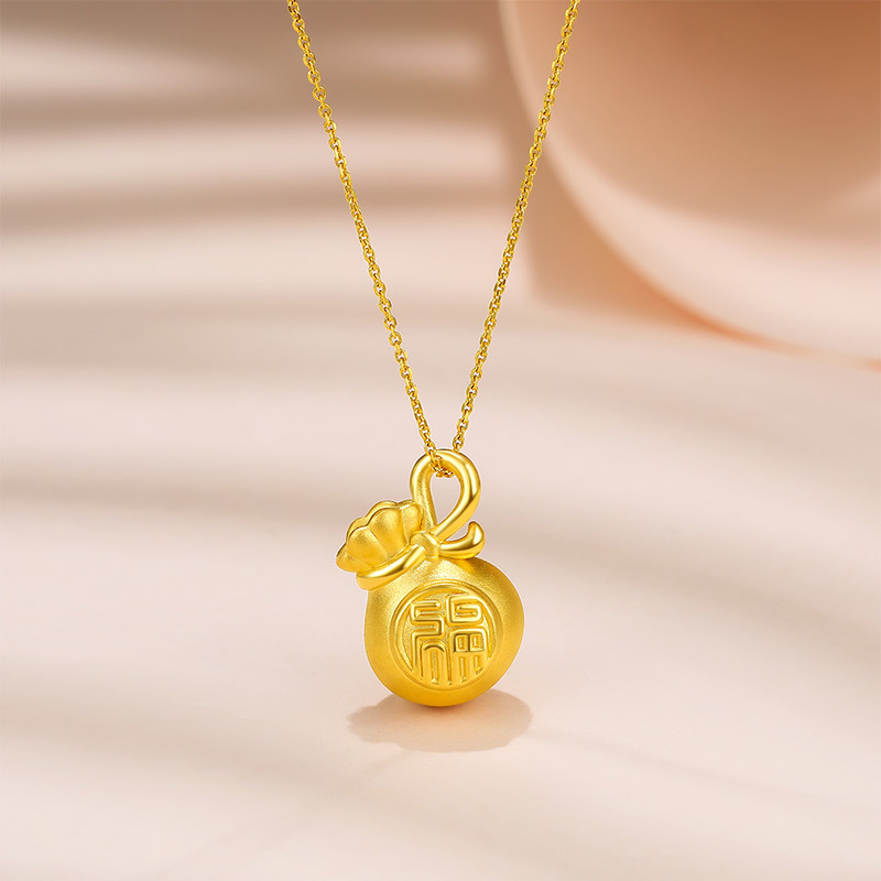 周六福zhouliufu黄金吊坠5d硬金挂坠女福袋手饰定价首饰官方旗舰店