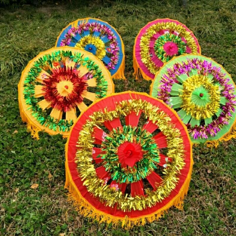 大红 陕北秧歌花伞扭秧歌花伞 大花边舞蹈伞舞台表演道具健身工艺伞