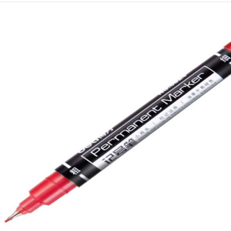 得力6824小双头记号笔(红色)粗头1.5mm 细头0.5mm勾线笔马克笔12支/盒