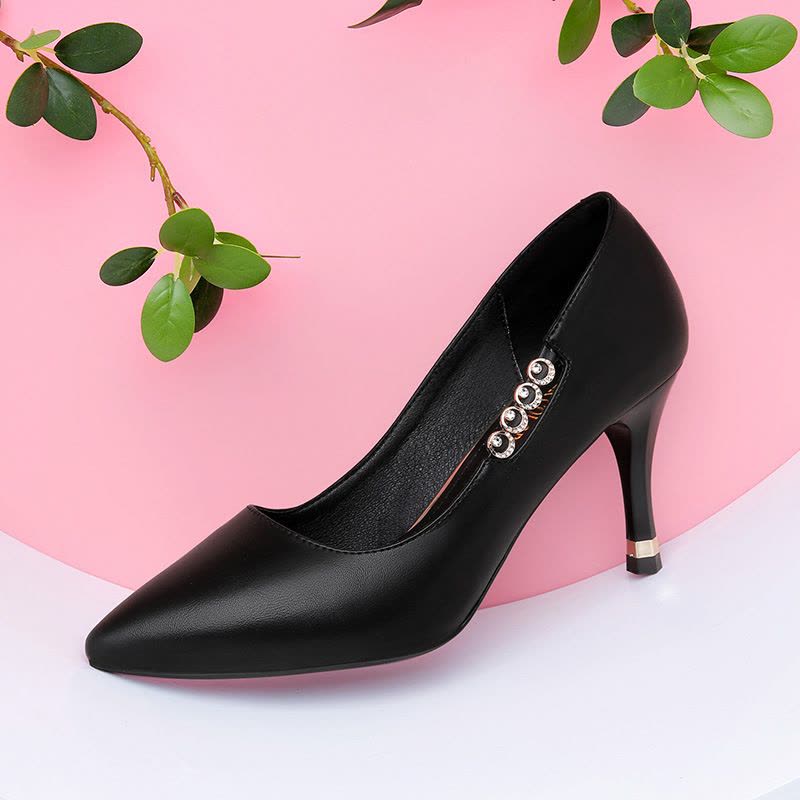 帝紫规时尚女鞋2020年新款春秋女鞋春秋款高跟鞋女细跟尖头气质优雅单皮鞋女士低帮鞋图片