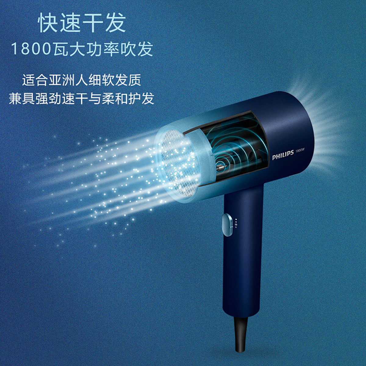 飞利浦(PHILIPS)风筒矿物质护发5千万负离子烫染修复 电吹风机BHD399高清大图