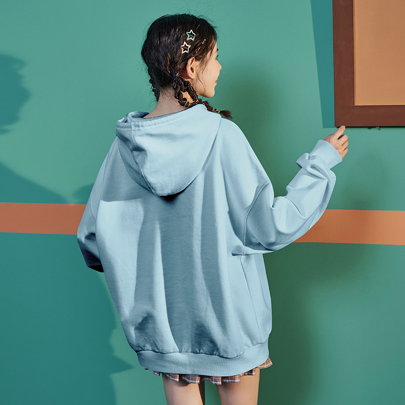 [2.5折价96元]唐狮卫衣女款春秋新款overize连帽白色卫衣外套设计感小众潮