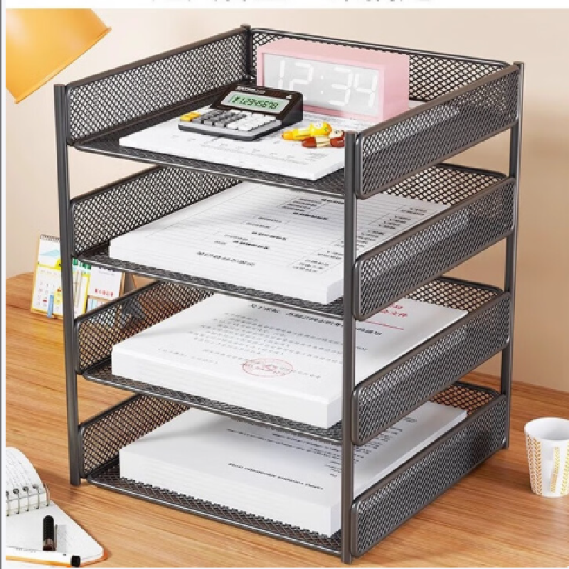 馨婺家 文件收纳架 黑色-三层 26cm*33cm*26cm 1个高清大图