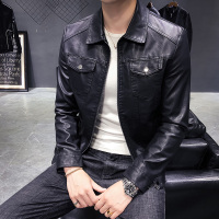 孟康(MENGKANG)男士皮衣机车款帅气2022新款秋冬修身皮夹克男士潮流休闲皮衣外套
