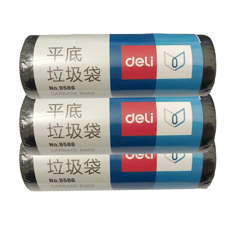得力(deli) 9586平底垃圾袋(黑)(30个/卷)450*500*0.007mm平底高清大图