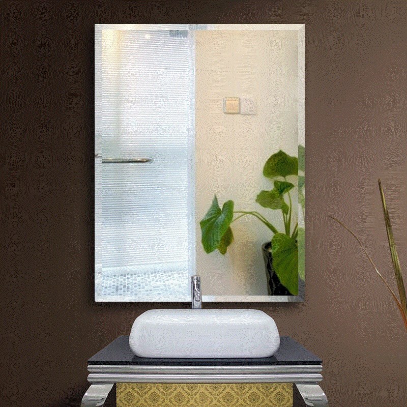 卫生间防水防雾镜子浴室高清无框银镜新婚房间装饰时尚大气 直角60*80