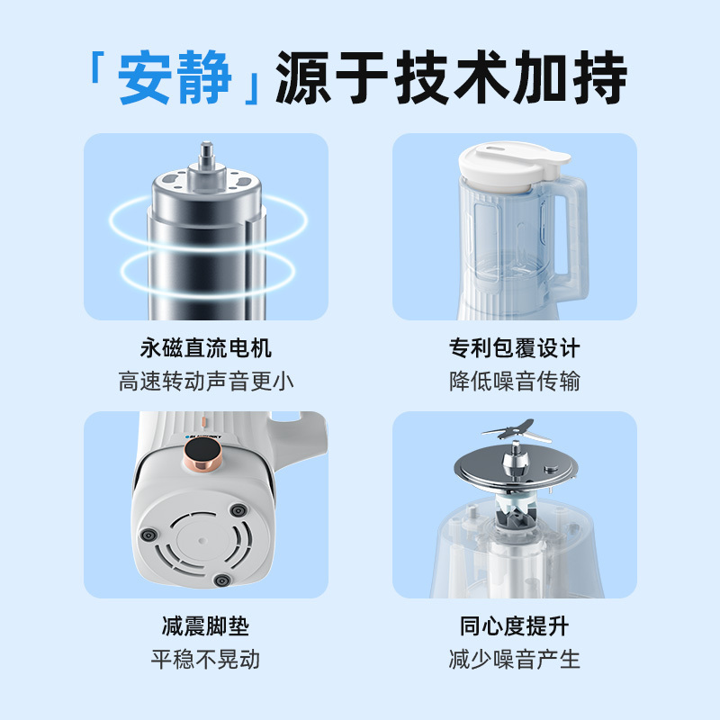 德国蓝宝破壁机家用迷你小型1-2人食加热全自动破壁免滤豆浆机轻音多功能破壁料理机预约保温自动清洗辅食榨汁机高清大图
