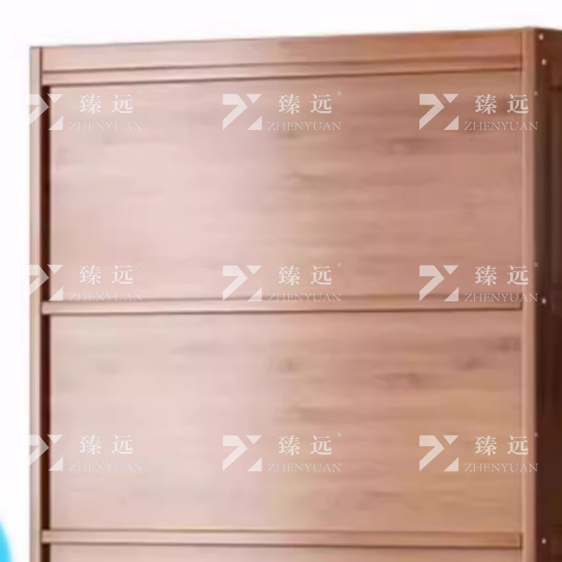 臻远ZY4100901 书架置物架落地简易家用书柜带门防尘储物柜 三层60茶色