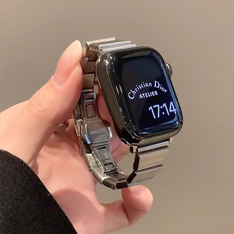 适用oppo手环2表带金属四叶草智能OPPO手环1代皮质拼接替换腕带3139B 银色 3