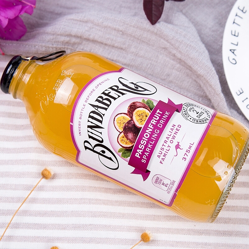 澳洲进口 Bundaberg宾得宝 百香果味含气苏打水饮料 375ml/瓶