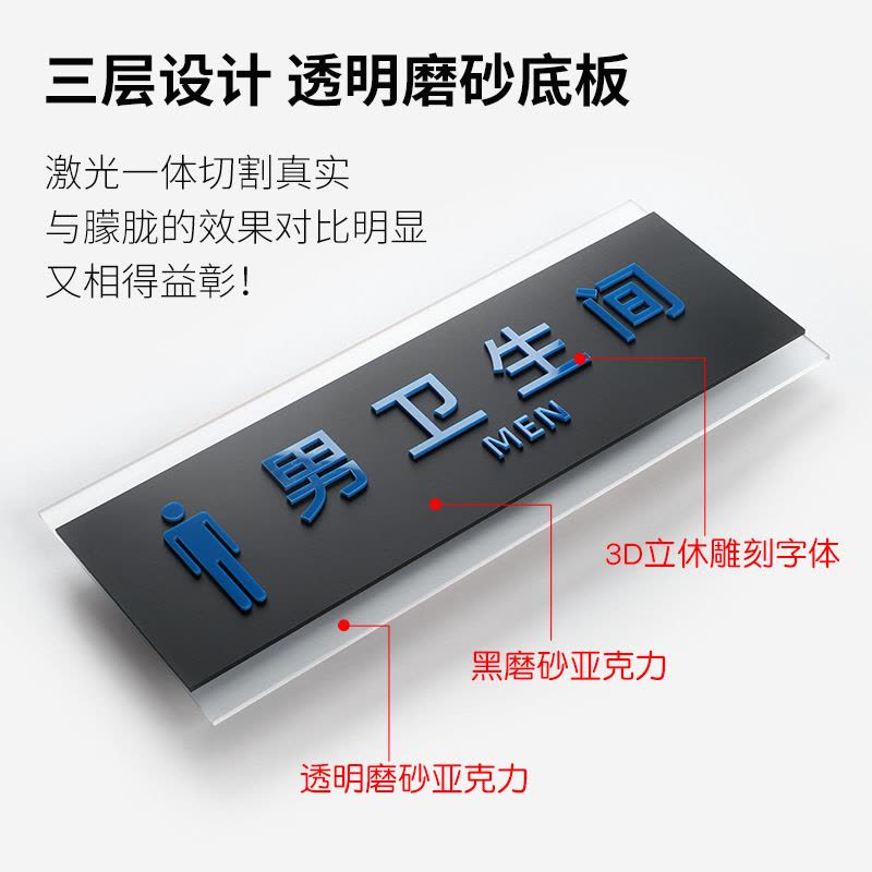 水龙珠(SHUILONGZHU)卫生间门牌厕所标识牌亚克力WC男女洗手间指示牌子可联系客服选配图片