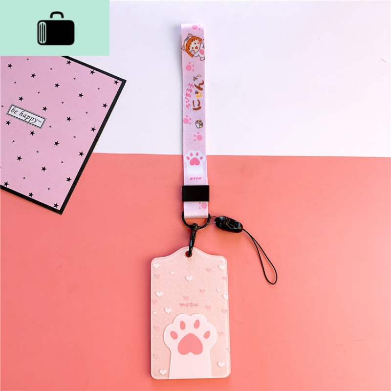 创意个性可爱卡通猫爪校园多卡位饭卡地铁公交卡套卡包挂件潮女NEWLAKE 猫爪卡套+小丸子短绳