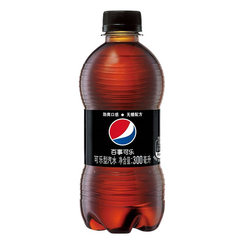 百事可乐 无糖 Pepsi 碳酸饮料 汽水可乐 小胶瓶 300ml*4瓶装高清大图