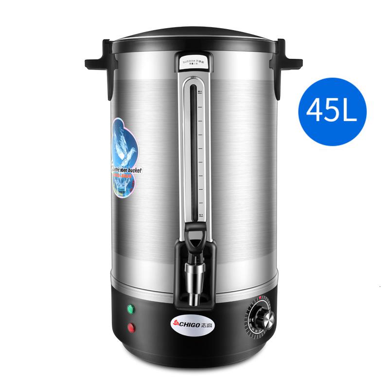 [精选]志高电热开水桶304不锈钢商用烧水桶45L开水器双层奶茶保温桶高清大图