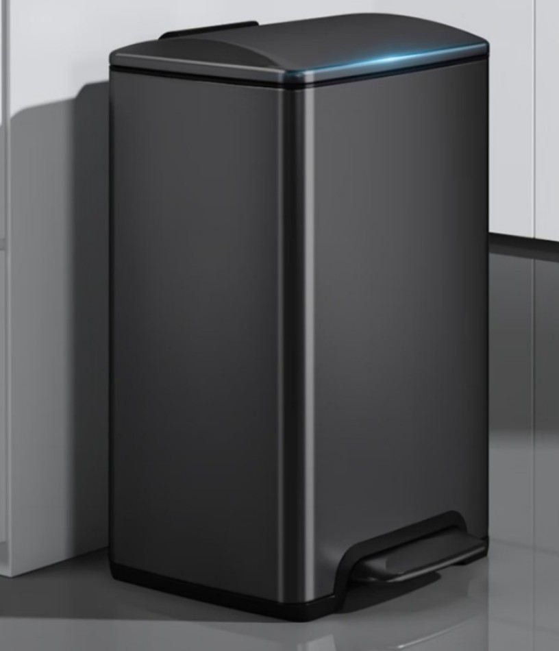 五月花 脚踏垃圾桶 410材质不锈钢 15L 钨钢黑 WYH-GB231