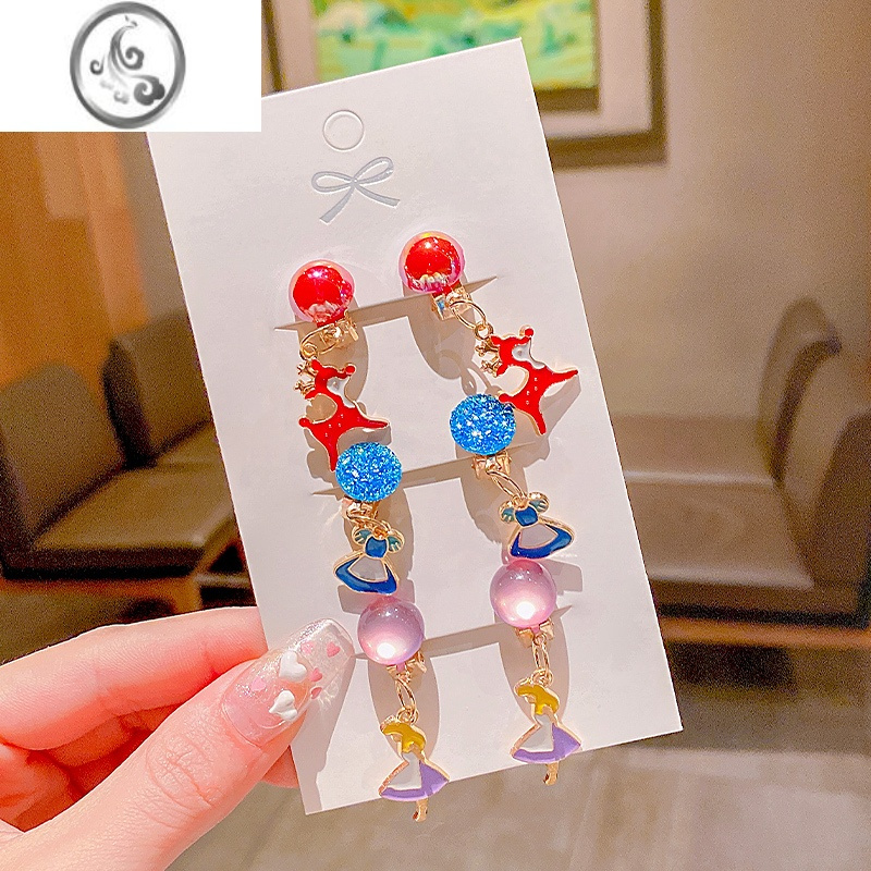 jimi卡通耳夹儿童女童公主小女孩可爱卡通无耳洞耳环耳钉宝宝饰品耳坠