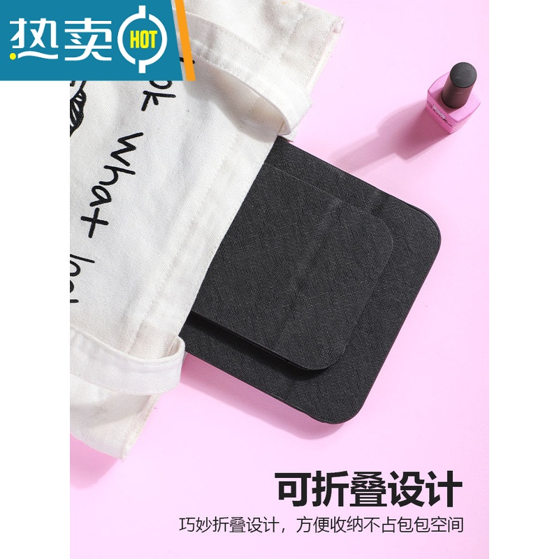 敬平镜子化妆镜折叠台式便携式高清学生宿舍公主女大小号桌面梳妆镜 黑色平纹款(中号)21cm*15.2cm便携式用镜高清大图