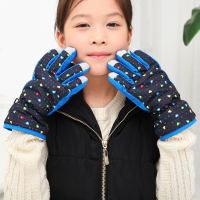 [5-10岁可戴]儿童滑雪手套防水男童女童学生加厚保暖加冬季手套 儿童款-星心黑蓝 均码(5-12岁)