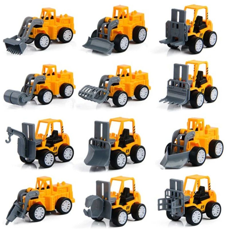 qm惯性/回力玩具 工程车挖掘机迷你模型耐摔惯性回力儿童玩具套装男孩