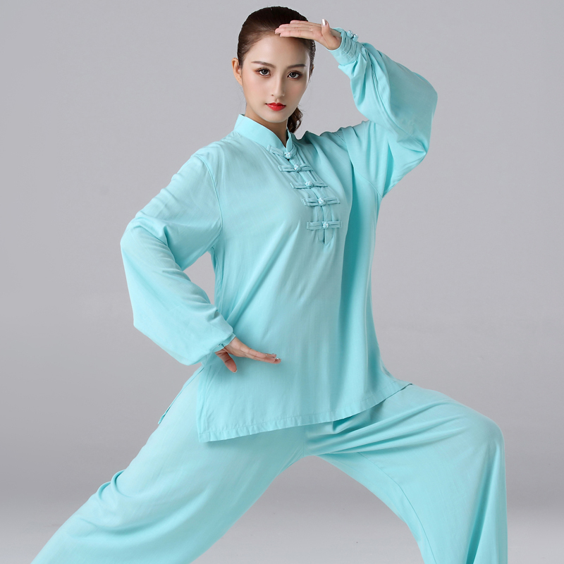 时尚夏季棉麻太极服女新款逸修身款武术太极拳练功服女短袖套装