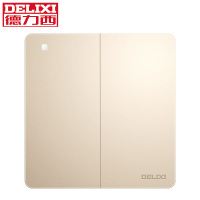 DELIXI德力西86型开关插座821纯平大板香槟金二三插五孔电脑电话电视电源家用开关插座面板 电子电工