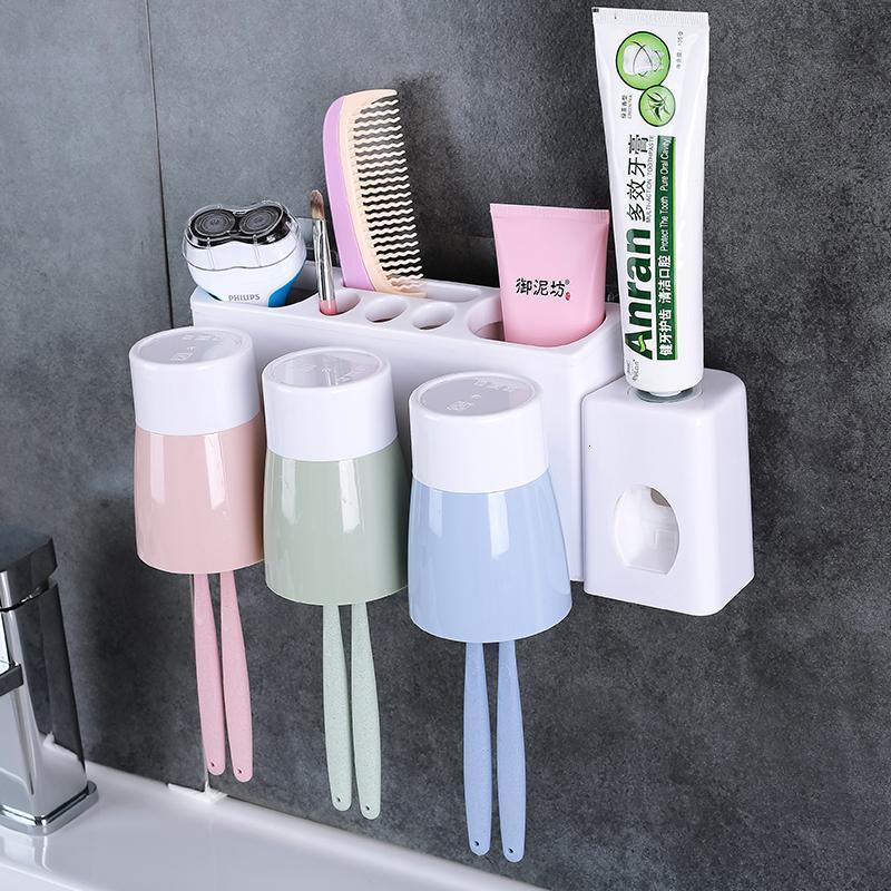 牙刷架吸壁式牙膏盒刷牙杯牙刷置物架浴室卫生间壁挂式收纳架