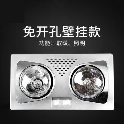 银色双灯[550W] 防水防爆 挂式暖风机冲凉房沐霸灯暖气一体电热浴霸壁挂式儿童护眼出租屋
