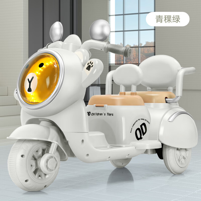 米迪象 儿童电动摩托车三轮车可坐人充电玩具车 大电双驱遥控