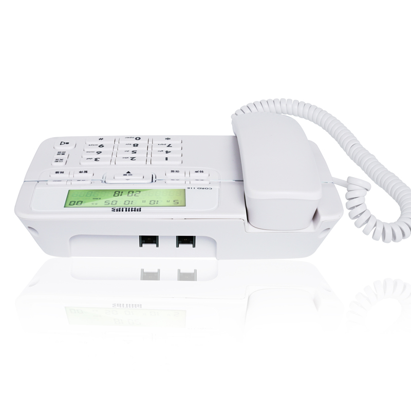 飞利浦(Philips) CORD118 普通家用/办公话机/有绳话机/来电显示/免电池固定电话座机 (白色)