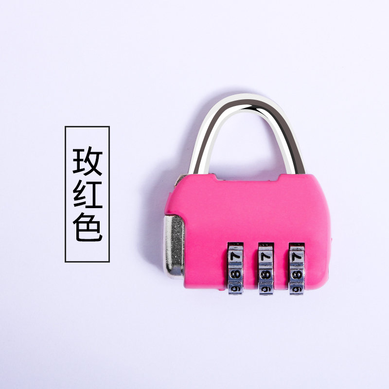 密码锁挂锁迷你柜子柜锁具家用背包行李箱学生宿舍小锁头_6_963 默认尺寸 玫红色
