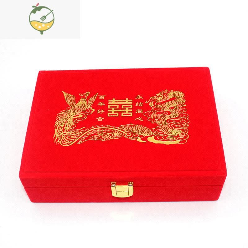 YICHENG结婚三金黄金首饰盒嫁妆珠宝套盒五金饰品盒套链手镯盒婚嫁陪嫁盒图片